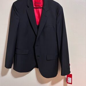 HUGO Men's Classic Black Blazer with Red Lining  men trousers 2 for 1 Deal !